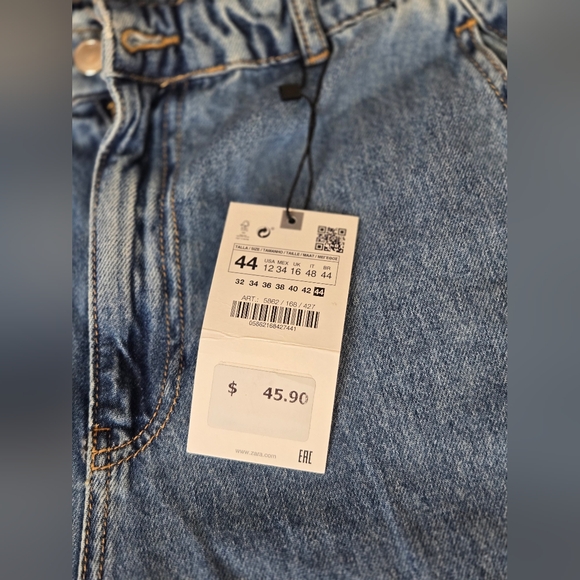 Womens Zara denim paperbag baggy fit jeans - Picture 6 of 14